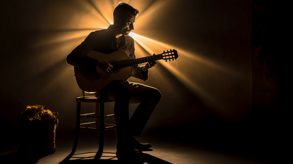 Un guitarrista que toca la guitarra