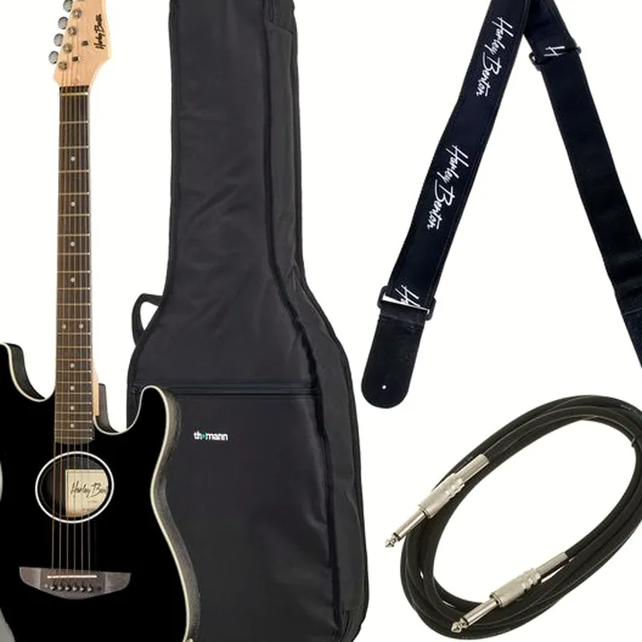 Harley Benton ST-Acoustic Black Bundle